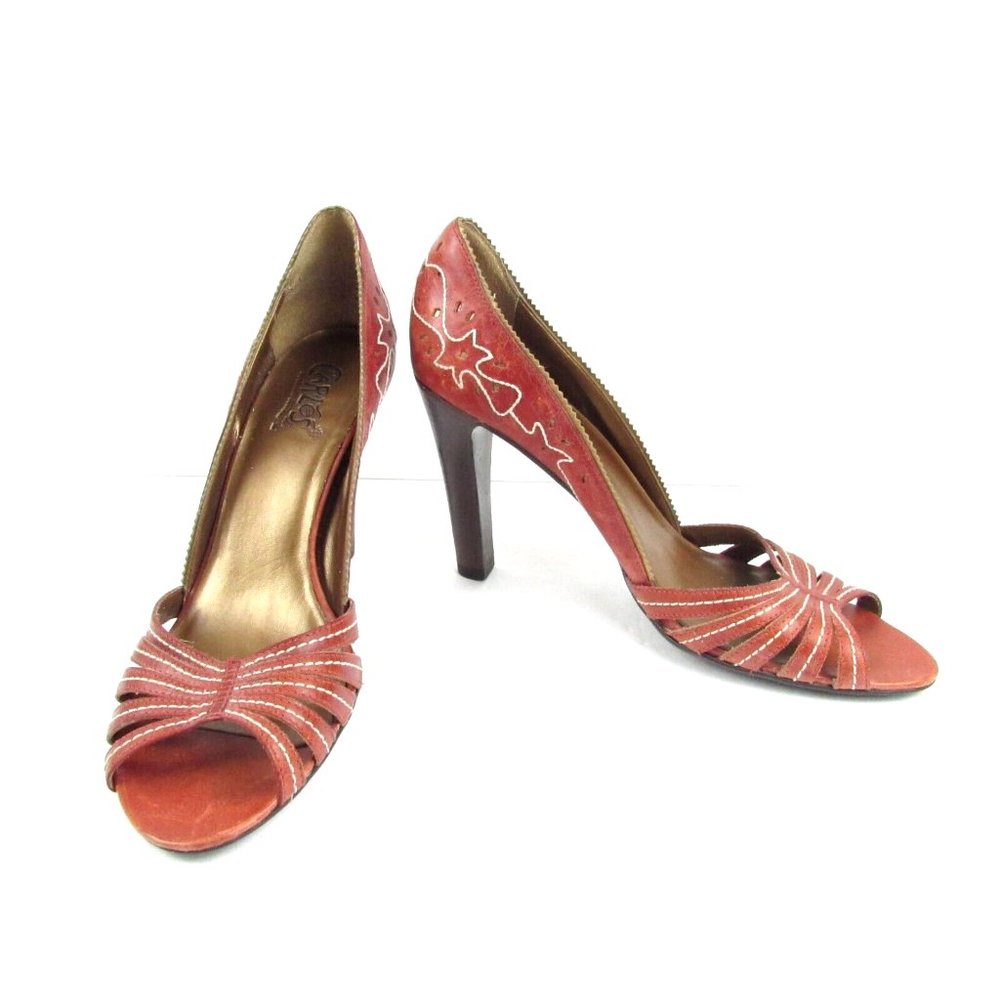 Carlos Santana Womens Heels Dusk Size 8.5 Red Brown Embroidered